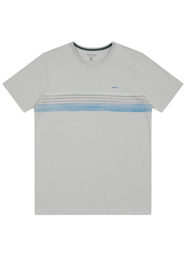 Malwee - Camiseta Regular com Listras em Malha Cinza Claro 1
