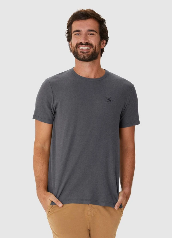 Malwee - Camiseta Regular em Malha Texturizada Cinza Chumb