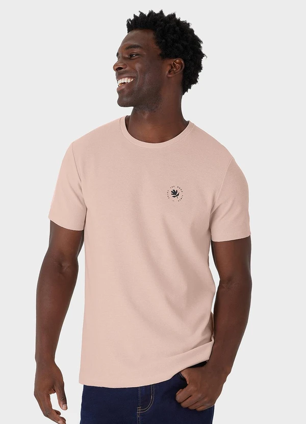 Malwee - Camiseta Regular em Malha Texturizada Rosê 1