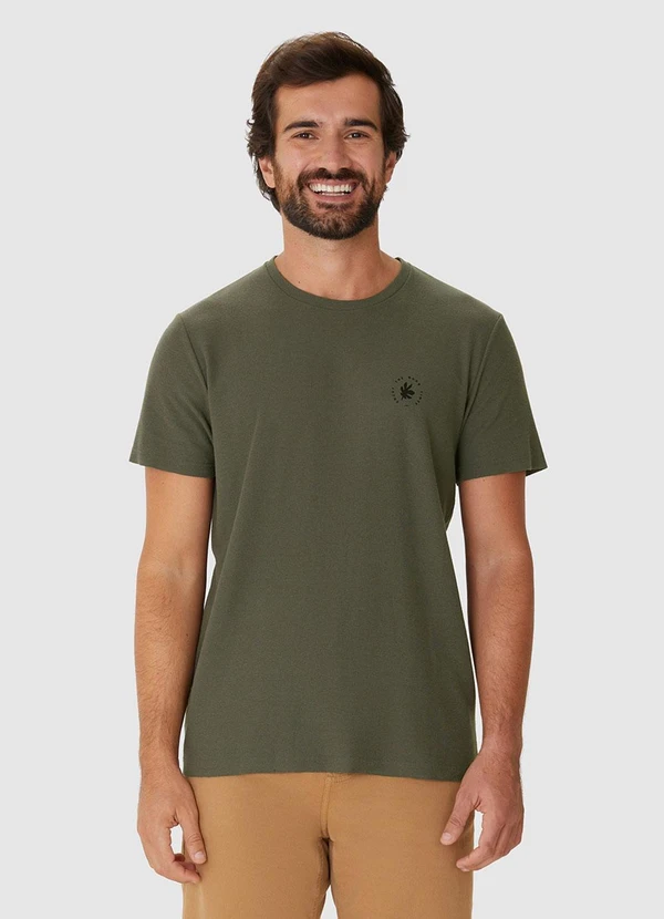 Malwee - Camiseta Regular em Malha Texturizada Verde Milit
