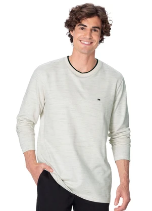 Malwee - Camiseta Regular em Moletinho Rajado Off White - MALWEE