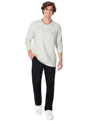 Malwee - Camiseta Regular em Moletinho Rajado Off White - MALWEE