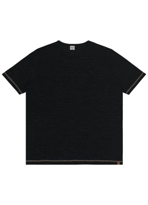 Malwee - Camiseta Regular Listrada Eco Plus Preto - MALWEE