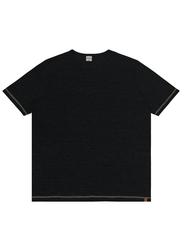 Malwee - Camiseta Regular Listrada Eco Plus Preto