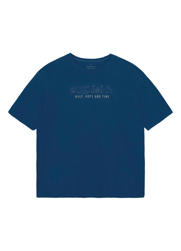 Malwee - Camiseta Regular Malt, Hops And Time Azul Escuro