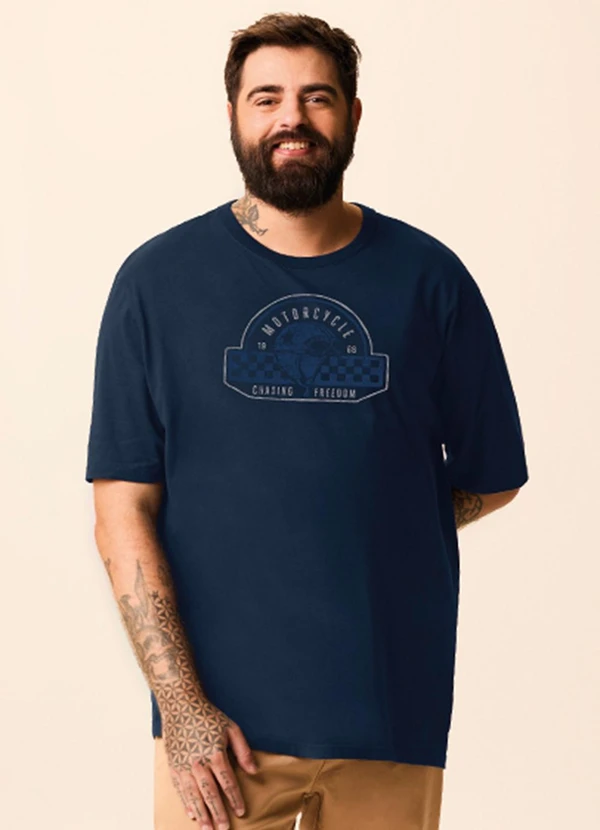Malwee - Camiseta Regular Motorcycle Azul Marinho