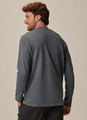 Malwee - Camiseta Regular Rajado Cinza Chumbo - MALWEE
