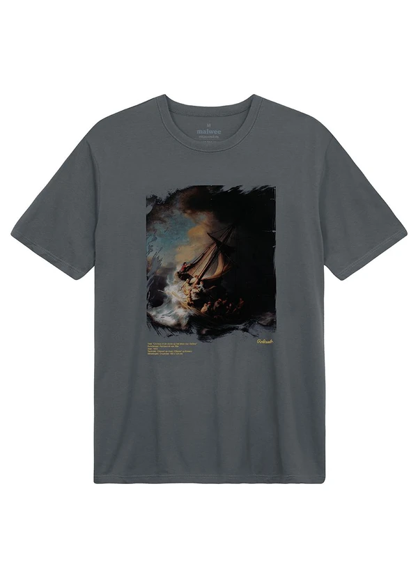Malwee - Camiseta Rembrandt em Malha de Algodão Cinza