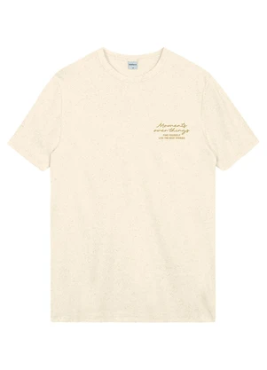 Malwee - Camiseta Slim Bordada com Linho Off White - MALWEE