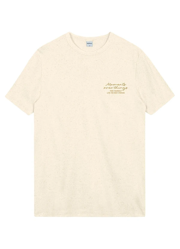 Malwee - Camiseta Slim Bordada com Linho Off White