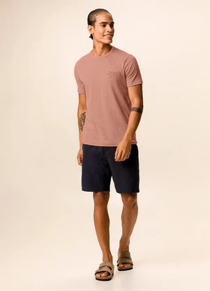 Malwee - Camiseta Slim Bordada com Linho Rosê - MALWEE