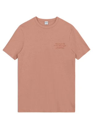 Malwee - Camiseta Slim Bordada com Linho Rosê - MALWEE