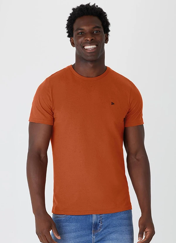 Malwee - Camiseta Slim Botonê Masculina Terracota