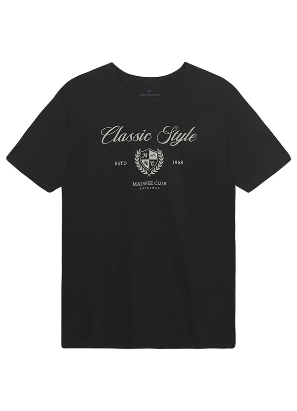 Malwee - Camiseta Slim Classic Style Preto