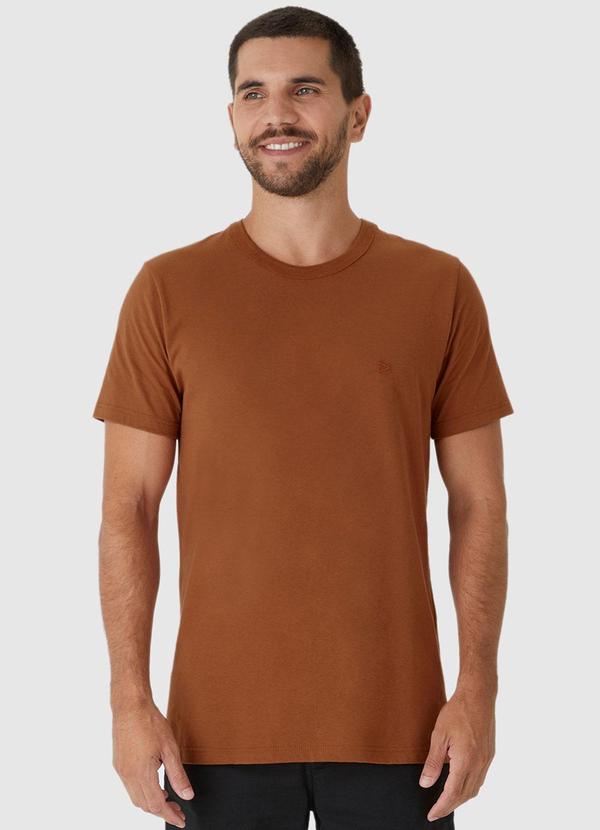 Malwee - Camiseta Slim com Bordado Marrom
