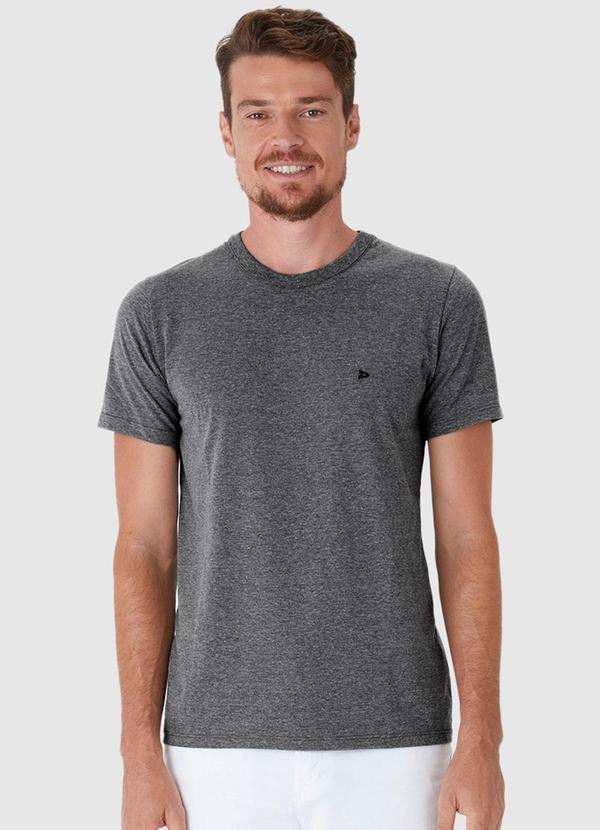 Malwee - Camiseta Slim com Bordado Masculina Cinza