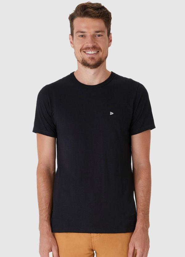 Malwee - Camiseta Slim com Bordado Masculina Preto