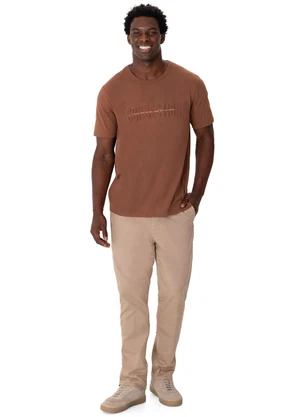 Malwee - Camiseta Slim Connection em Malha Marrom - MALWEE