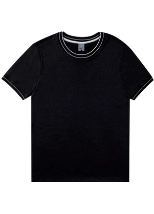 Malwee - Camiseta Slim em Malha Preto - MALWEE