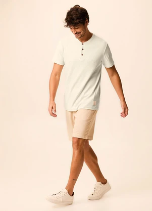 Malwee - Camiseta Slim Linho Off White - MALWEE