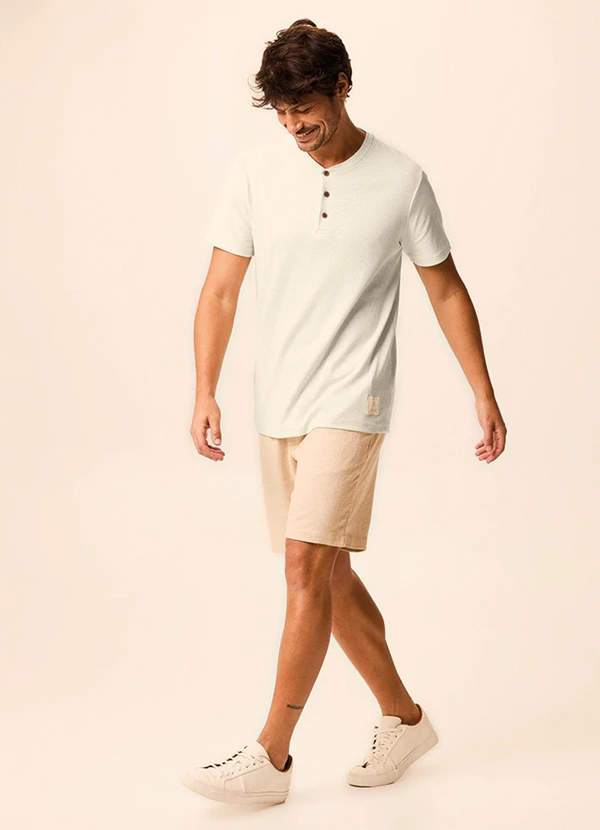 Malwee - Camiseta Slim Linho Off White