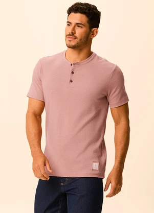 Malwee - Camiseta Slim Linho Rosê - MALWEE