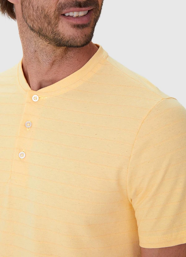 Malwee - Camiseta Slim Malha Linho Amarelo Pastel 4