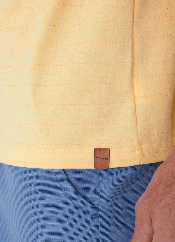 Malwee - Camiseta Slim Malha Linho Amarelo Pastel 5
