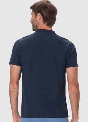 Malwee - Camiseta Slim Malha Linho Azul Marinho - MALWEE