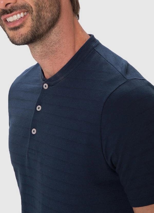 Malwee - Camiseta Slim Malha Linho Azul Marinho 4