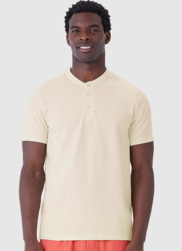 Malwee - Camiseta Slim Malha Linho Off White