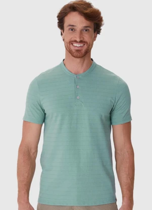 Malwee - Camiseta Slim Malha Linho Verde Turquesa - MALWEE