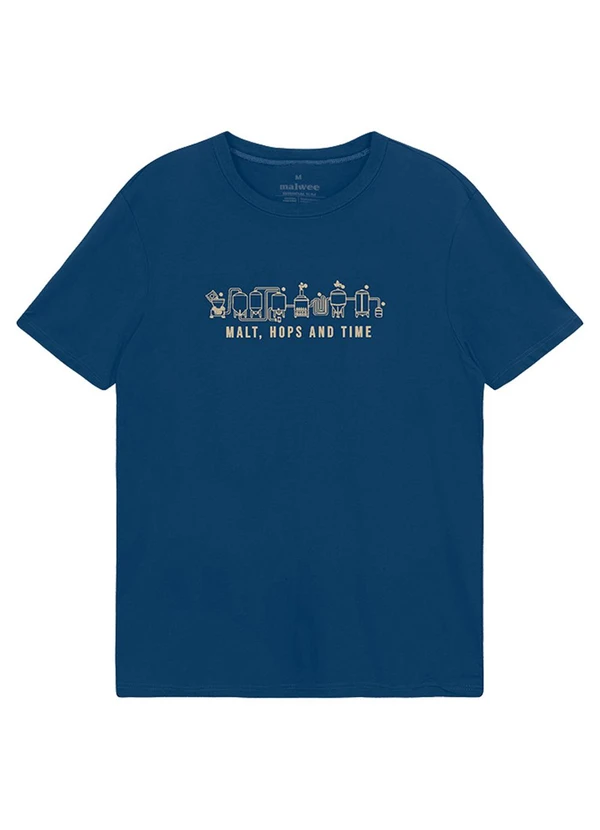 Malwee - Camiseta Slim Malt, Hops And Time Azul Escuro