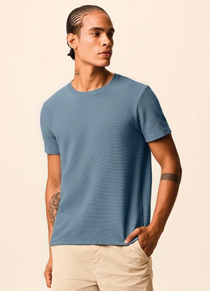 Malwee - Camiseta Slim Texturizada Azul Pastel - MALWEE