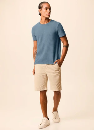 Malwee - Camiseta Slim Texturizada Azul Pastel - MALWEE