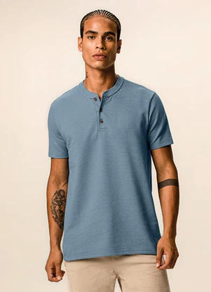 Malwee - Camiseta Slim Texturizada Azul Pastel - MALWEE