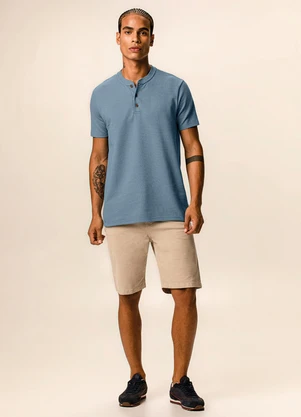 Malwee - Camiseta Slim Texturizada Azul Pastel - MALWEE