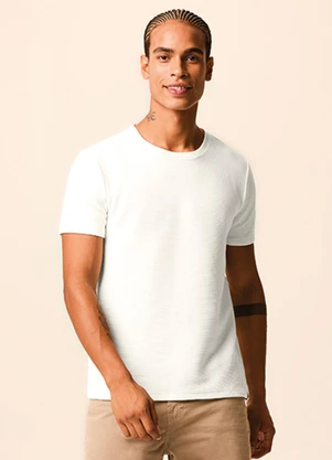 Malwee - Camiseta Slim Texturizada Off White - MALWEE