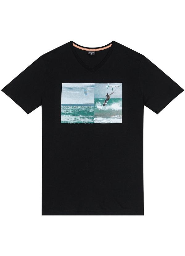Malwee - Camiseta Surf Decote V Masculino Preta