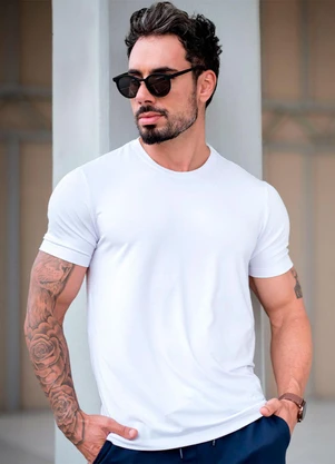 Hiatto Confecção - Camiseta Tech Modal Masculina Branco - HIATTO CONFECÇÃO