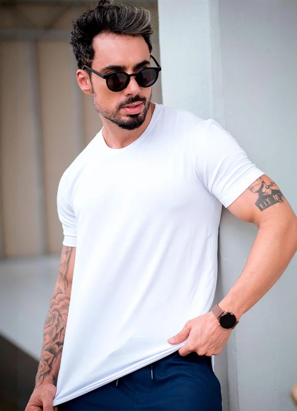 Hiatto Confecção - Camiseta Tech Modal Masculina Branco 3