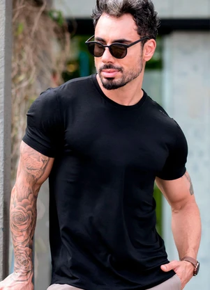 Hiatto Confecção - Camiseta Tech Modal Masculina Preto - HIATTO CONFECÇÃO
