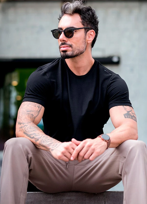 Hiatto Confecção - Camiseta Tech Modal Masculina Preto 4