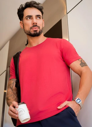 Hiatto Confecção - Camiseta Tech Visco Masculina Vermelho - HIATTO CONFECÇÃO