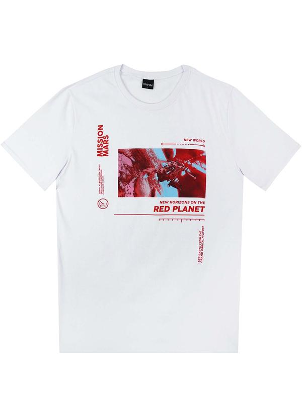 Enfim - Camiseta Tradicional Red Planet Masculina Branco
