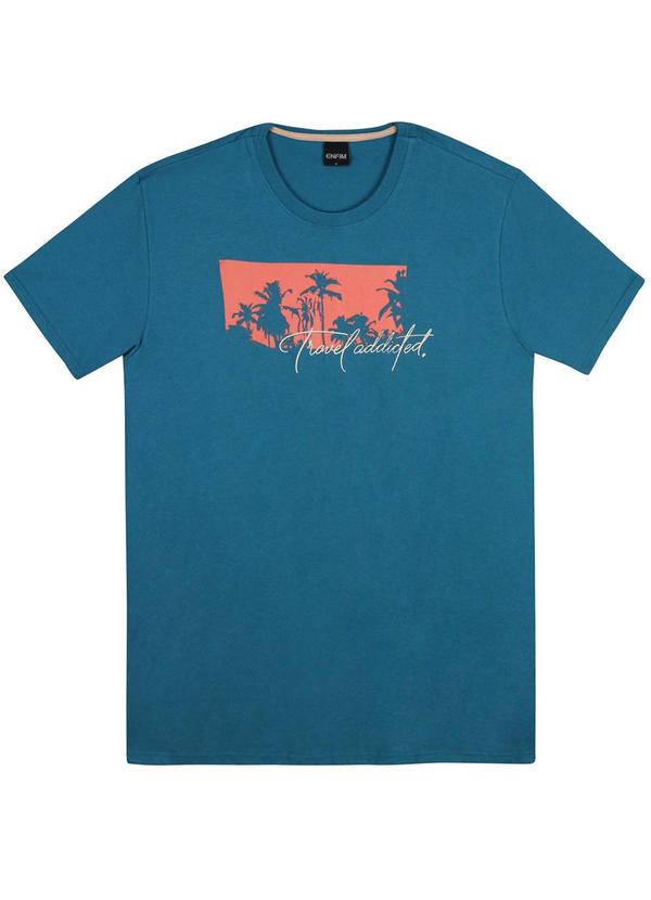 Enfim - Camiseta Travel Addicted Masculina Azul 1