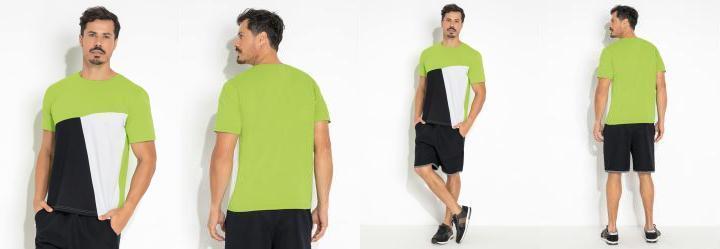 Camiseta Tricolor com Recortes Frontais