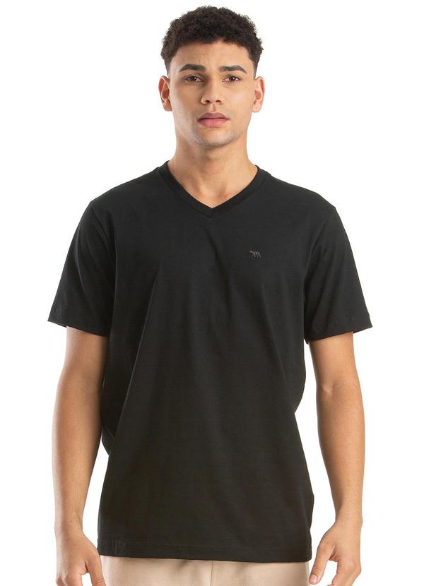 Biogás - Camiseta V M/C Meia Malha Preto