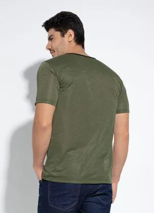 Moda Pop - Camiseta Verde com Abertura em Zíper - MODA POP