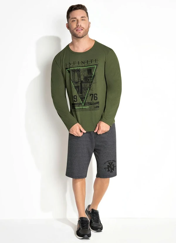 Moda Pop - Camiseta Verde com Estampa Localizada 4